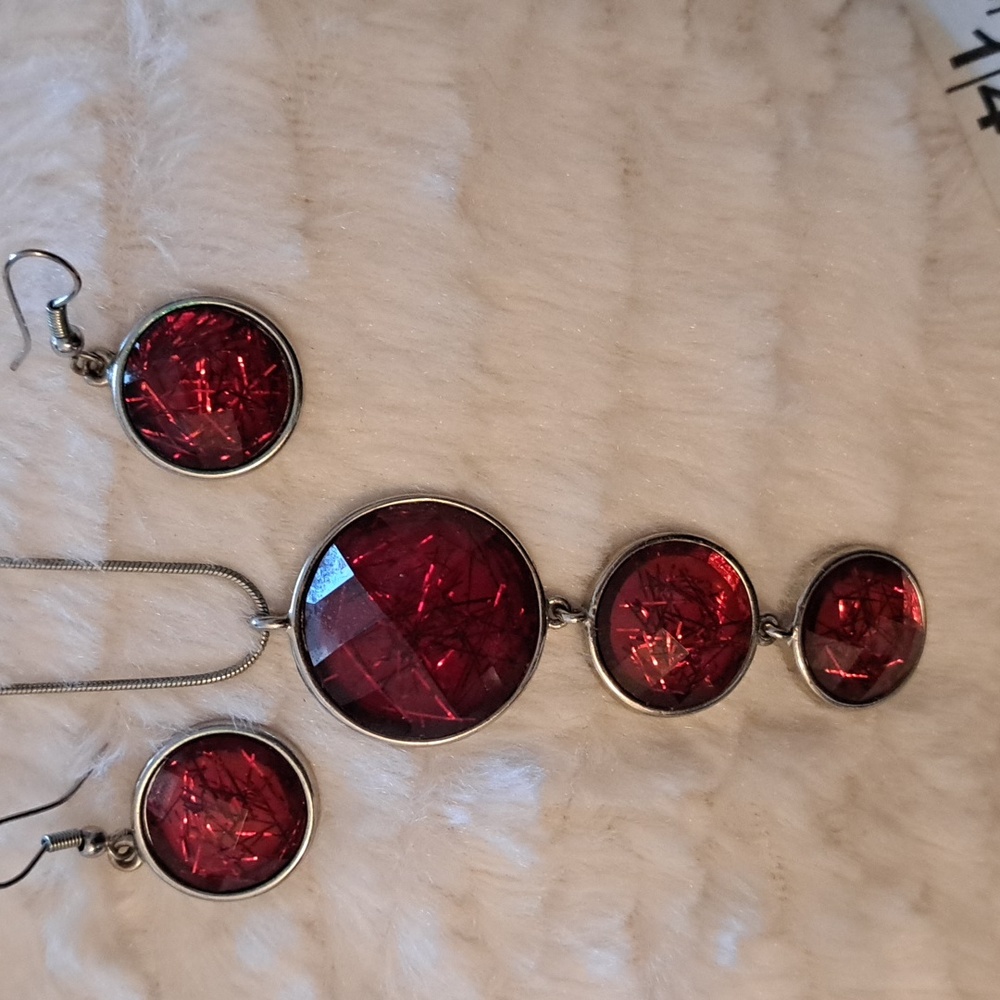Red and Silver Jewelry Set